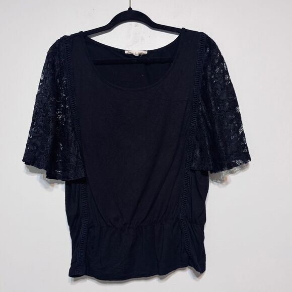 Vintage-inspired Lace‎ Flutter Sleeve Top Size L Dark Academia Gothic Romance - Picture 1 of 5